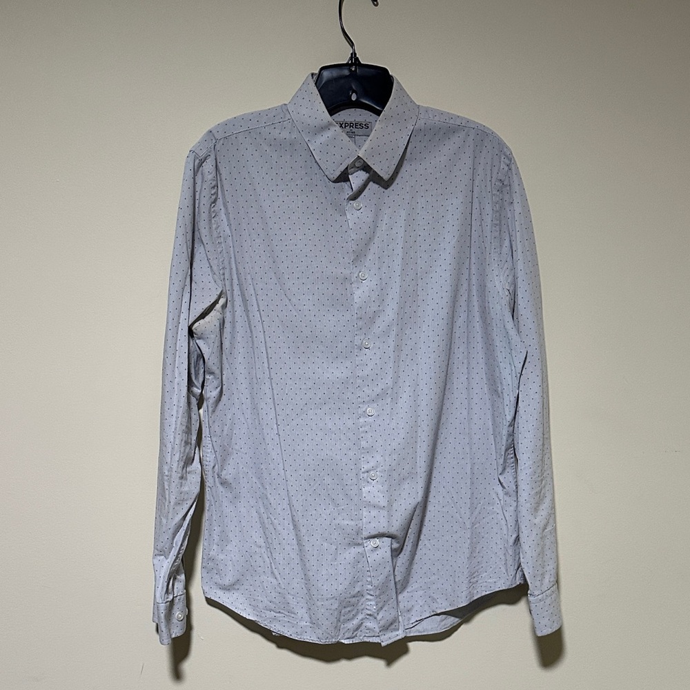 Express Men's Subtle Gray Button-Down Shirt